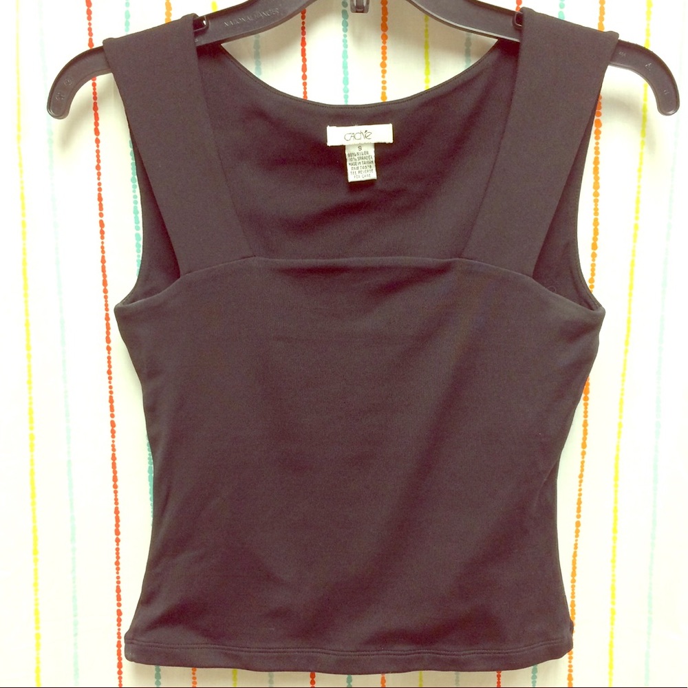 Cache Black Square Neck Crop Tank